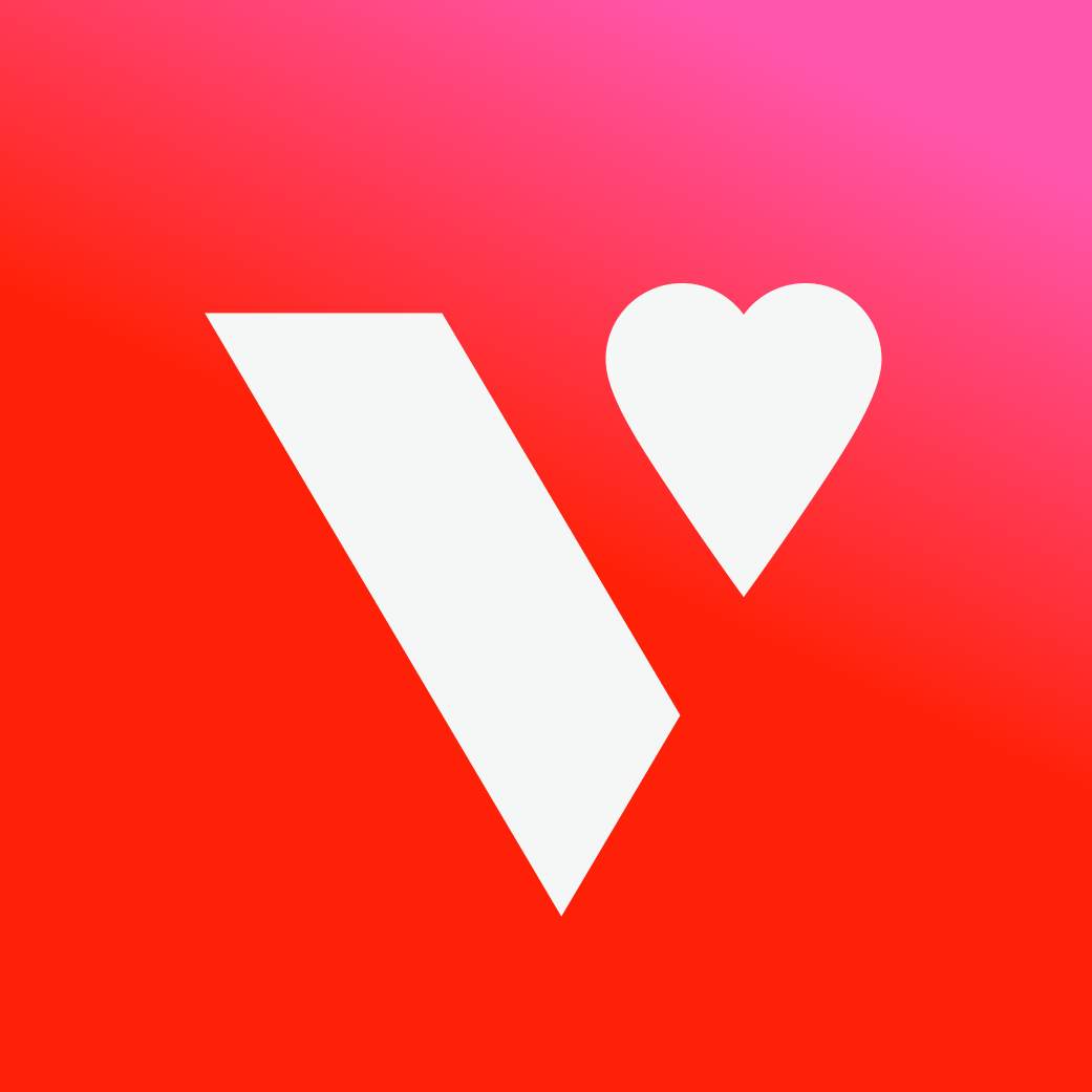 A The Valuable 500 mozgalom logója: egy V betű, jobb szárának felső részén egy szívvel.