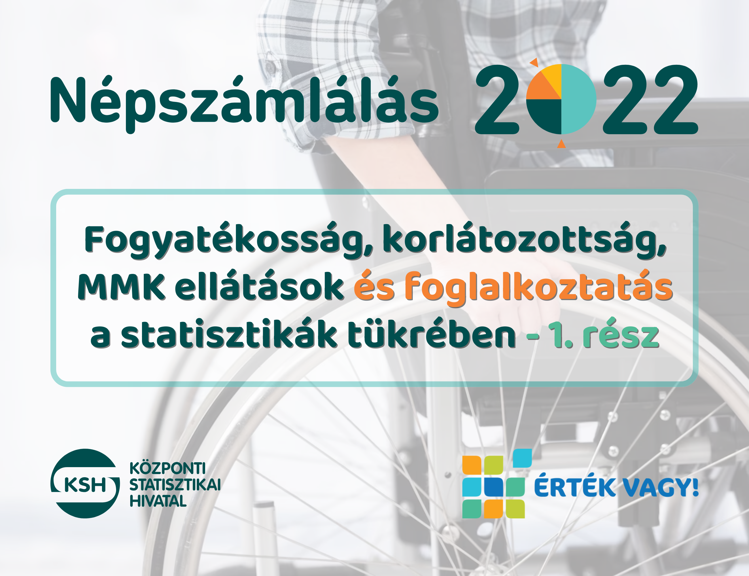  Fogyatékosság,  korlátozottság,  MMK ellátások és foglalkoztatás a statisztikák tükrében - 1. rész; Népszámlálás 2022, KSH és Érték Vagy Portál logó