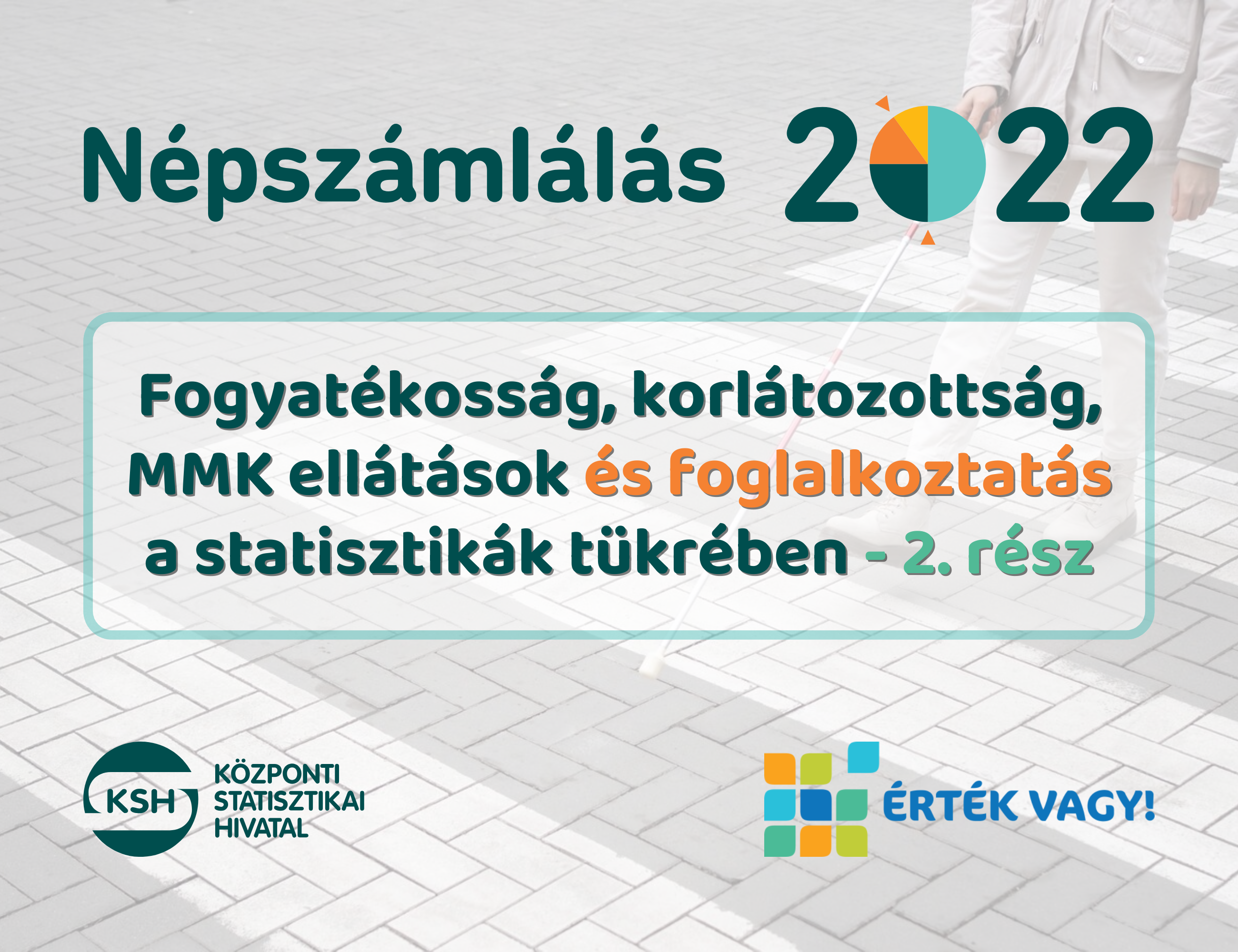 Fogyatékosság, korlátozottság, MMK ellátások és foglalkoztatás a statisztikák tükrében - 2. rész; Népszámlálás 2022, KSH és Érték Vagy Portál logó